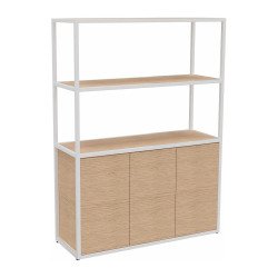 <strong>Library Lumya L 120 x D 41.5 x H 162 cm white metal structure starting module 3 doors</strong>