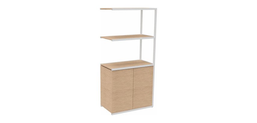 Bibliothèque Milea L 80 x P 41,5 x H 162 cm module suivant structure métal blanc 2 portes