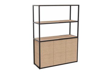 Bibliothèque Lumya L 120 x P 41,5 x H 162 cm module départ structure métal noir 3 portes