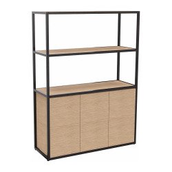 Bibliothèque Lumya L 120 x P 41,5 x H 162 cm porte battante - structure métal