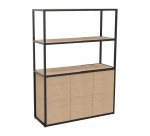 Bibliothèque Milea L 120 x P 41,5 x H 162 cm module départ structure métal noir 3 portes