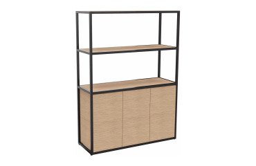 Library Lumya L 120 x D 41.5 x H 162 cm starting module black metal structure 3 doors