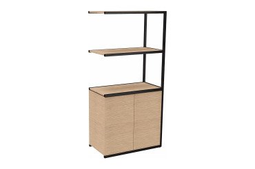 Bibliothèque Lumya L 80 x P 41,5 x H 162 cm module suivant structure métal noir 2 portes