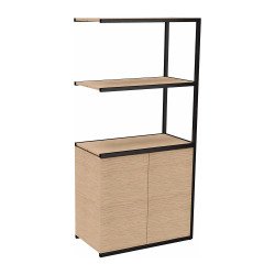 Bibliotheekkast Lumya L 80 x P 41,5 x H 162 cm basismodule metalen structuur zwart met 2 deuren