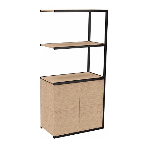 Bibliothèque Lumya L 80 x P 41,5 x H 162 cm module suivant structure métal noir 2 portes