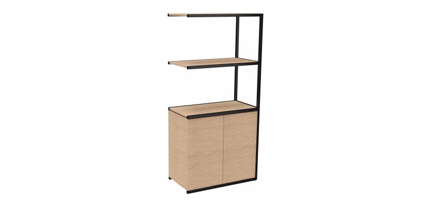 Bibliothèque Milea L 80 x P 41,5 x H 162 cm module suivant structure métal noir 2 portes