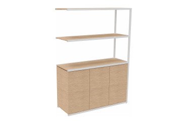 Bibliothèque Lumya L 120 x P 41,5 x H 162 cm module suivant structure métal blanc 3 portes