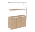 Bibliothèque Milea L 120 x P 41,5 x H 162 cm module suivant structure métal blanc 3 portes