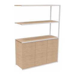 Library Lumya L 120 x D 41.5 x H 162 cm following module white metal structure 3 doors