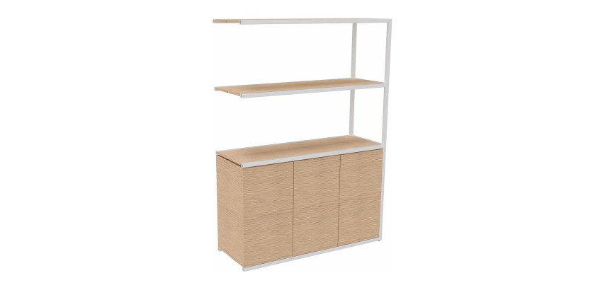 Bibliothèque Milea L 120 x P 41,5 x H 162 cm module suivant structure métal blanc 3 portes