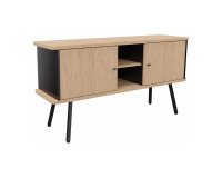 Cupboard Lumya L 143.5 x D 40 x H 75 cm black metal feet 2 doors
