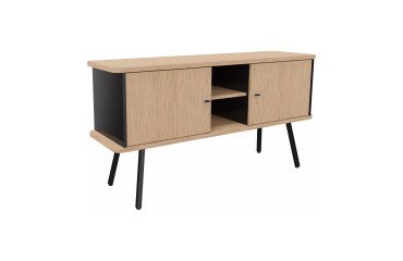 Cupboard Lumya L 143.5 x D 40 x H 75 cm black metal feet 2 doors