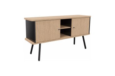 Bahut Lumya L 143,5 x P 40 x H 75 cm pied métal noir 2 portes