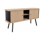 Bahut Milea L 143,5 x P 40 x H 75 cm pied métal noir 2 portes