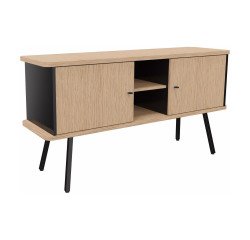 Cupboard Lumya L 143.5 x D 40 x H 75 cm black metal feet 2 doors