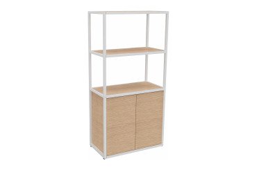 Bibliothèque Lumya L 80 x P 41,5 x H 162 cm porte battante - structure métal