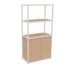 Bibliothèque Milea L 80 x P 41,5 x H 162 cm module départ structure métal blanc 2 portes