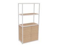 Bibliothèque Milea L 80 x P 41,5 x H 162 cm module départ structure métal blanc 2 portes