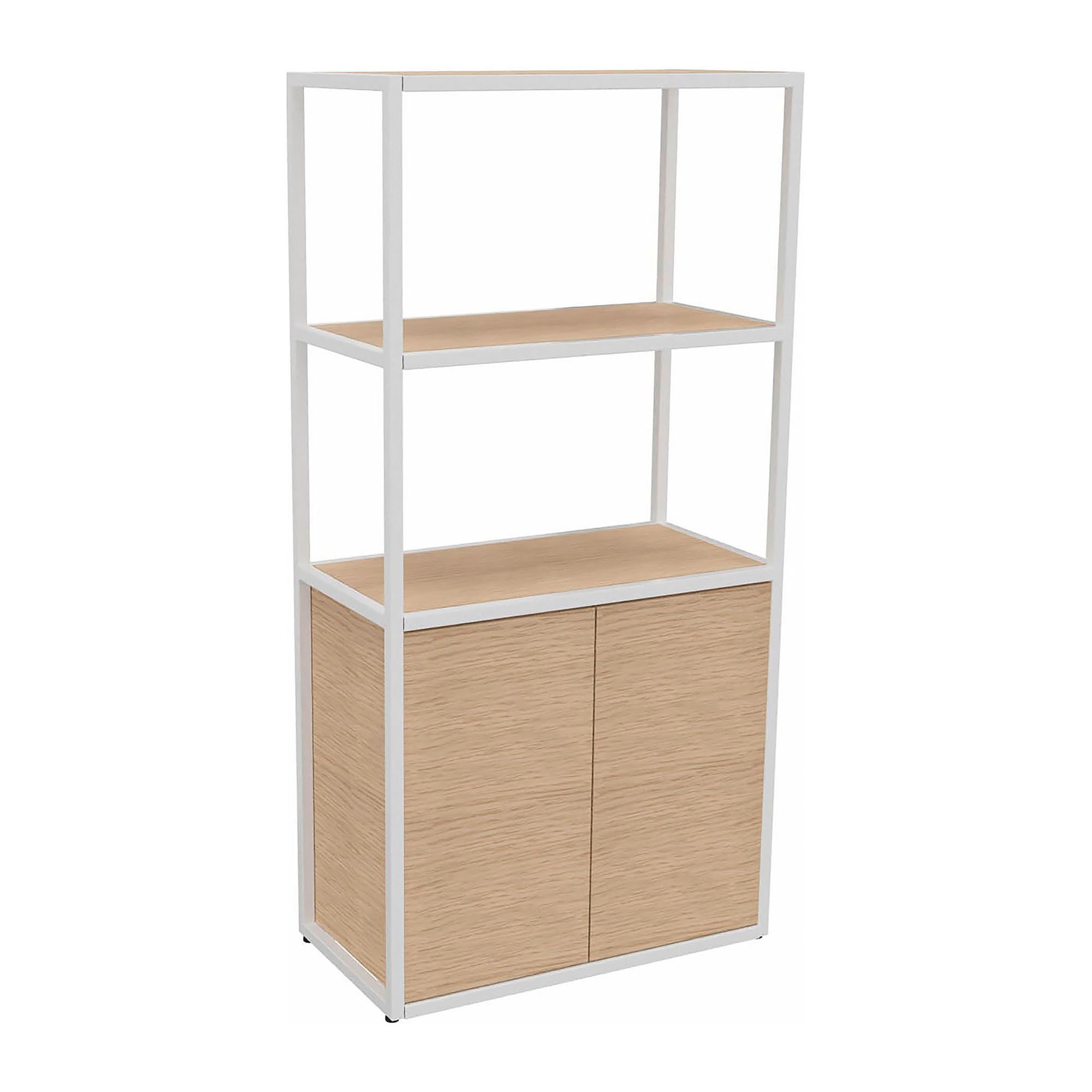 Bibliothèque Lumya L 80 x P 41,5 x H 162 cm porte battante - structure métal