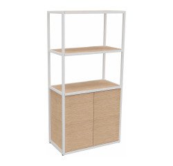 Bibliothèque Milea L 80 x P 41,5 x H 162 cm module départ structure métal blanc 2 portes