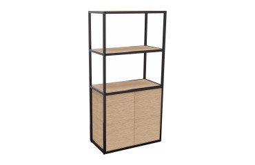 Library Lumya L 80 x D 41.5 x H 162 cm black metal structure starting module 2 doors