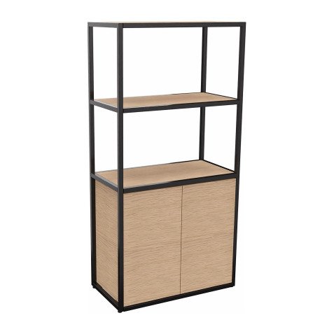 Library Lumya L 80 x D 41.5 x H 162 cm black metal structure starting module 2 doors