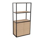 Bibliothèque Milea L 80 x P 41,5 x H 162 cm module départ structure métal noir 2 portes