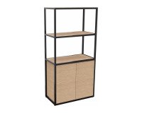 Library Lumya L 80 x D 41.5 x H 162 cm black metal structure starting module 2 doors