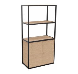 Library Lumya L 80 x D 41.5 x H 162 cm black metal structure starting module 2 doors