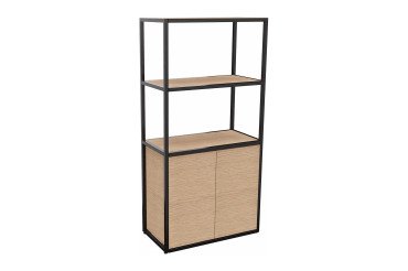 Bibliothèque Lumya L 80 x P 41,5 x H 162 cm porte battante - structure métal