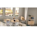 Bibliothèque Milea L 120 x P 41,5 x H 162 cm module départ structure métal blanc 3 portes