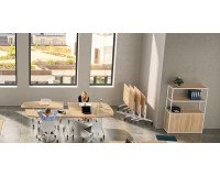 Bibliotheekkast Lumya L 120 x D 41,5 x H 162 cm basismodule zwarte metalen structuur 3 deuren