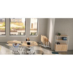 Bibliotheekkast Lumya L 120 x D 41,5 x H 162 cm basismodule zwarte metalen structuur 3 deuren