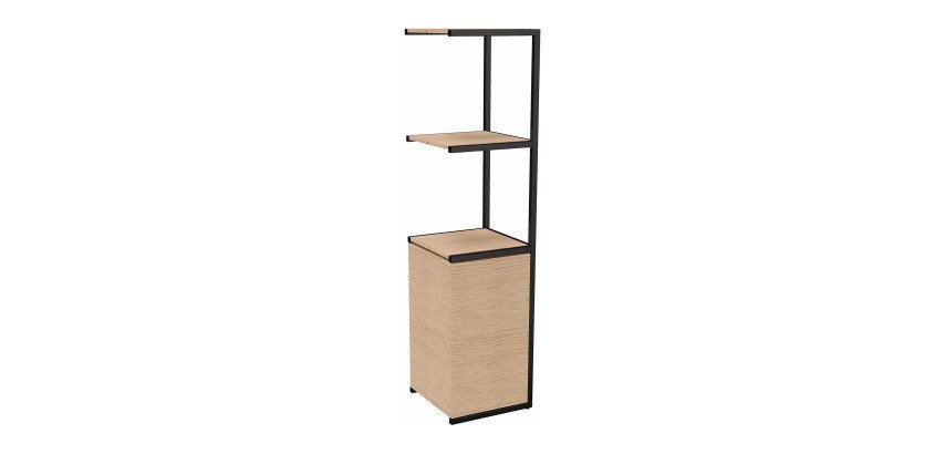 Bibliothèque Milea L 40 x P 41,5 x H 162 cm module suivant structure métal noir 1 porte