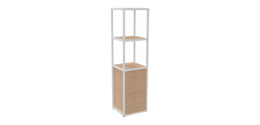 Bibliothèque Milea L 40 x P 41,5 x H 162 cm module départ structure métal blanc 1 porte