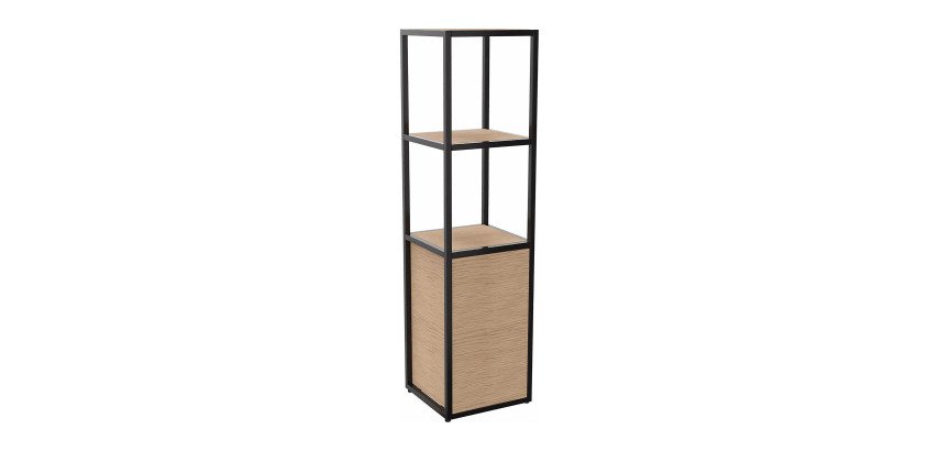 Bibliothèque Milea L 40 x P 41,5 x H 162 cm module départ structure métal noir 1 porte