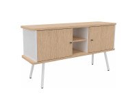 Bahut Lumya L 143,5 x P 40 x H 75 cm pied métal blanc 2 portes