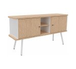 Bahut Milea L 143,5 x P 40 x H 75 cm pied métal blanc 2 portes