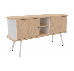 Buffetkast Lumya L 143,5 x D 40 x H 75 cm metalen voet wit 2 deuren