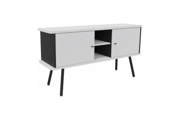Bahut Lumya L 143,5 x P 40 x H 75 cm pied métal noir 2 portes