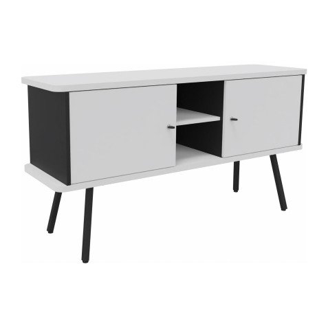 Buffetkast Lumya L 143,5 x D 40 x H 75 cm zwarte metalen voet 2 deuren