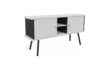 Cupboard Lumya L 143.5 x D 40 x H 75 cm black metal feet 2 doors