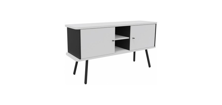 Bahut Lumya L 143,5 x P 40 x H 75 cm pied métal noir 2 portes