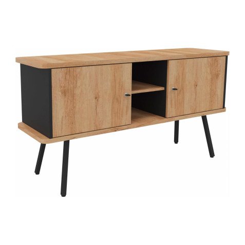 Bahut Lumya L 143,5 x P 40 x H 75 cm pieds métal 2 portes