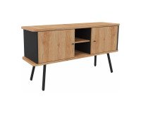 Cupboard Lumya L 143.5 x D 40 x H 75 cm black metal feet 2 doors