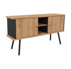 Buffetkast Lumya L 143,5 x D 40 x H 75 cm zwarte metalen voet 2 deuren