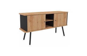 Cupboard Lumya L 143.5 x D 40 x H 75 cm black metal feet 2 doors