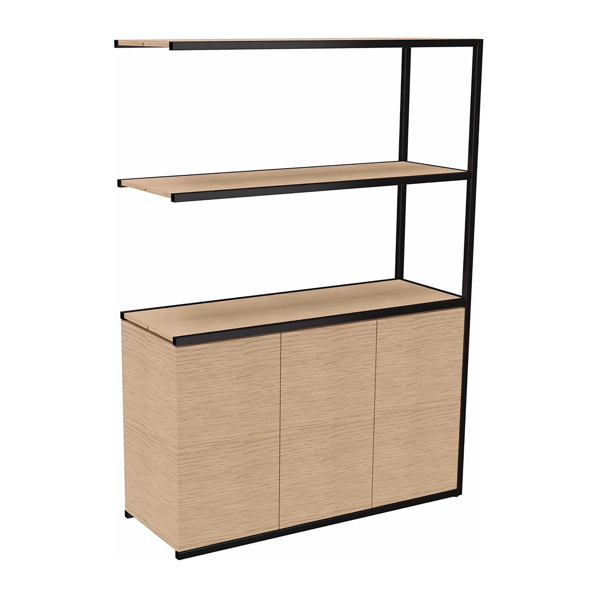 Bibliothèque Lumya L 120 x P 41,5 x H 162 cm module suivant structure métal noir 3 portes