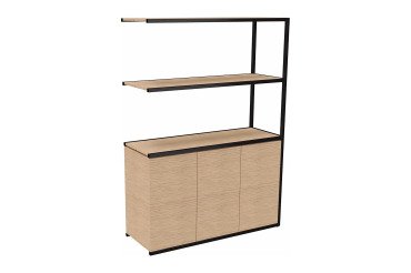 Bibliothèque Lumya L 120 x P 41,5 x H 162 cm module suivant structure métal noir 3 portes