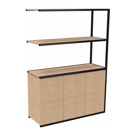 Bibliothèque Lumya L 120 x P 41,5 x H 162 cm module suivant structure métal noir 3 portes